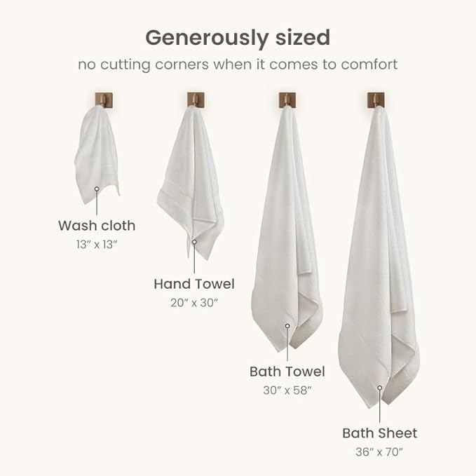 BIOWEAVES 100% Organic Cotton Bath Sheet Set of 2 | Soft Oversized Bath Towels | 700 GSM Premium Bath Towel Sheet Set GOTS Certified - Ivory