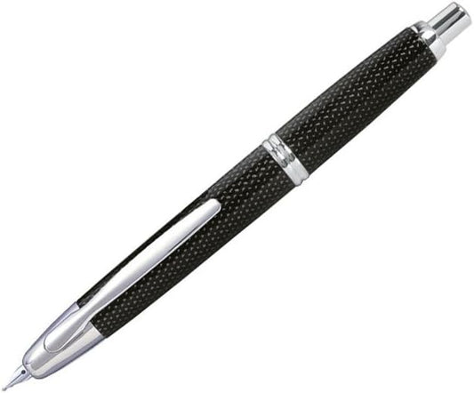 PILOT Vanishing Point Collection Refillable & Retractable Fountain Pen, Black Carbonesque Barrel with Rhodium Accents, Blue Ink, Medium Nib (60246)