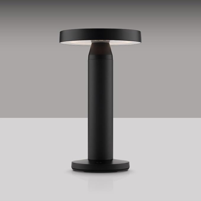 Charge LED Solar Powered Table Lamp, 5200mAh Battery Operated with USB-C Charging Port Fingertip Touch Dimming On/Off 3W 90 Lumens 2700K Warm in Black