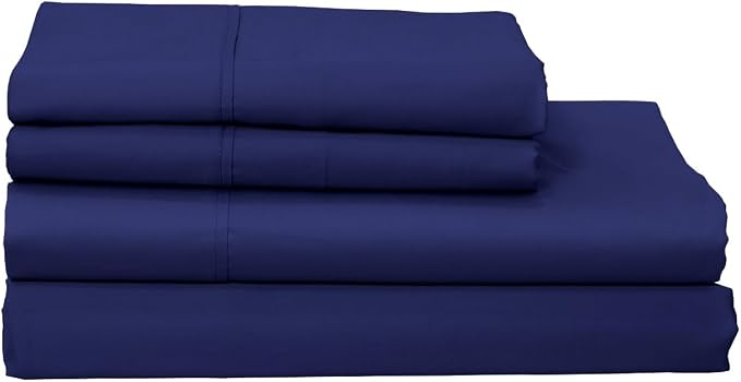 Organic Cotton Long Staple Silky Soft Single Pick Sateen Bed Sheet Set - Luxurious & Premium Hotel Quality - GOTS Certified - Solid Dyed (Twillight Blue, Queen (U.S. Standard))
