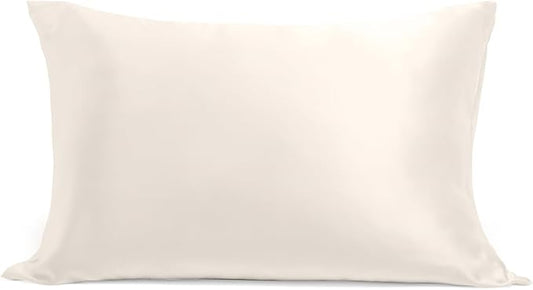 Cosy House Collection 100% Pure Silk Pillowcase | Pure Mulberry Silk - Cooling, Breathable, 22 Momme 6A High-Grade Fibers + Hidden Zipper Closure (Standard, White)