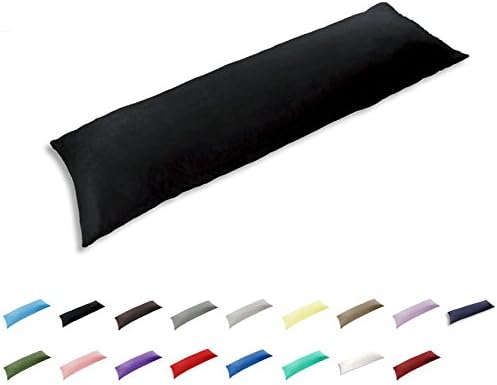 TAOSON 100% Cotton 300 Thread Count Envelope Style Body Pillow Cover,Long Pillowcase Pillow Protector Cushion Cover Non Zippered 20"x48" Fits 21 x 48 Black Solid
