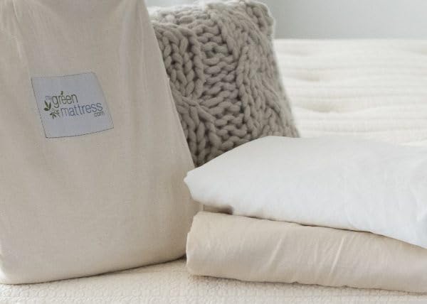 My Green Mattress Organic Cotton Sheet Set - 600 Thread Count GOTS Certified Cotton Sheets, Deep Pocket Bedding Set, Soft Sateen Weave, Breathable Durable Bed Sheets, White - King