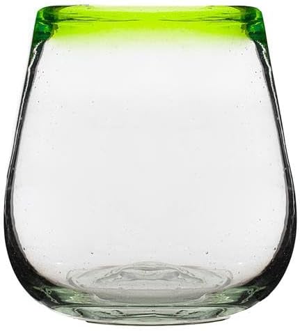 10 Strawberry Street Lime Rim Mexican Glassware, Stemless Wine, Set of 4