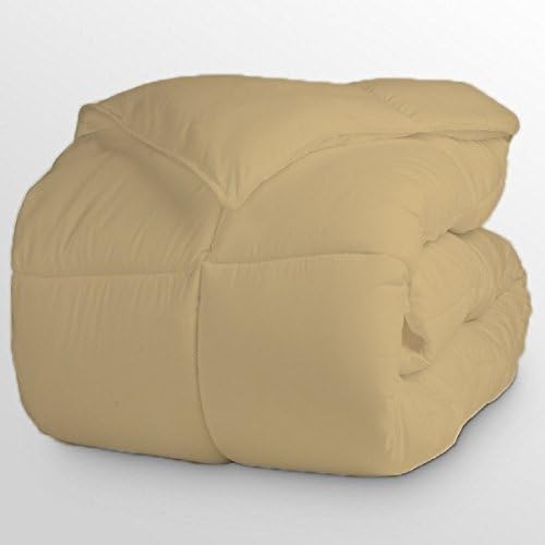 Luxurious and Hypoallergenic 600 Thread Count 1 Piece Down Alternative Comforter 100% Egyptian Cotton Solid (King/Cal King, Beige)