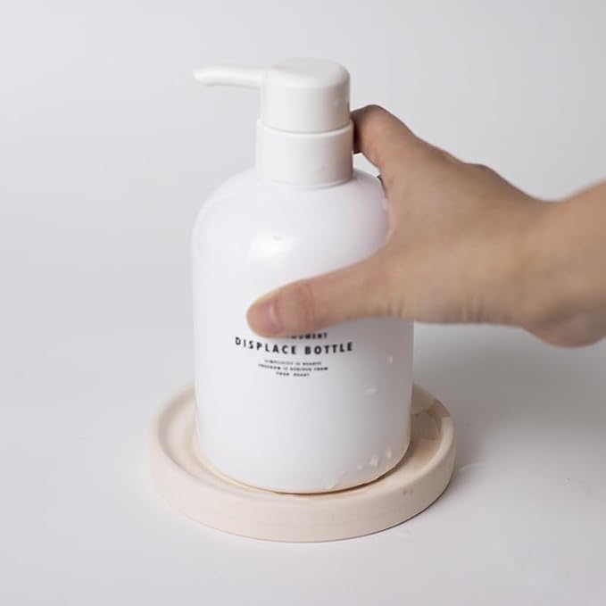 Home Bathroom Kitchen Use Diatomite Round Tray Ceramic Fast Dry Soap Holder (Beige)