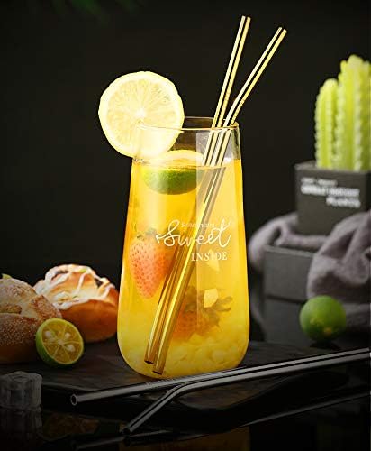 50-Pack Stainless Steel Straws,Super Long 10.5 Inch Drinking Metal Straws for 30oz/20oz Tumblers Yeti Cups Travel Mugs,Reusable Rustproof Dishwasher Safe (All bent 50pcs -10.5" Gold)