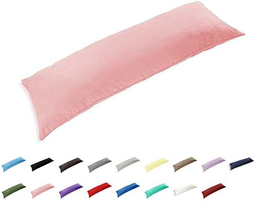 TAOSON 100% Cotton 300 Thread Count Envelope Style Body Pillow Cover Pillowcase Pillow Protector Cushion Cover Non Zippered Only Cover No Insert (Pink,20"x60")