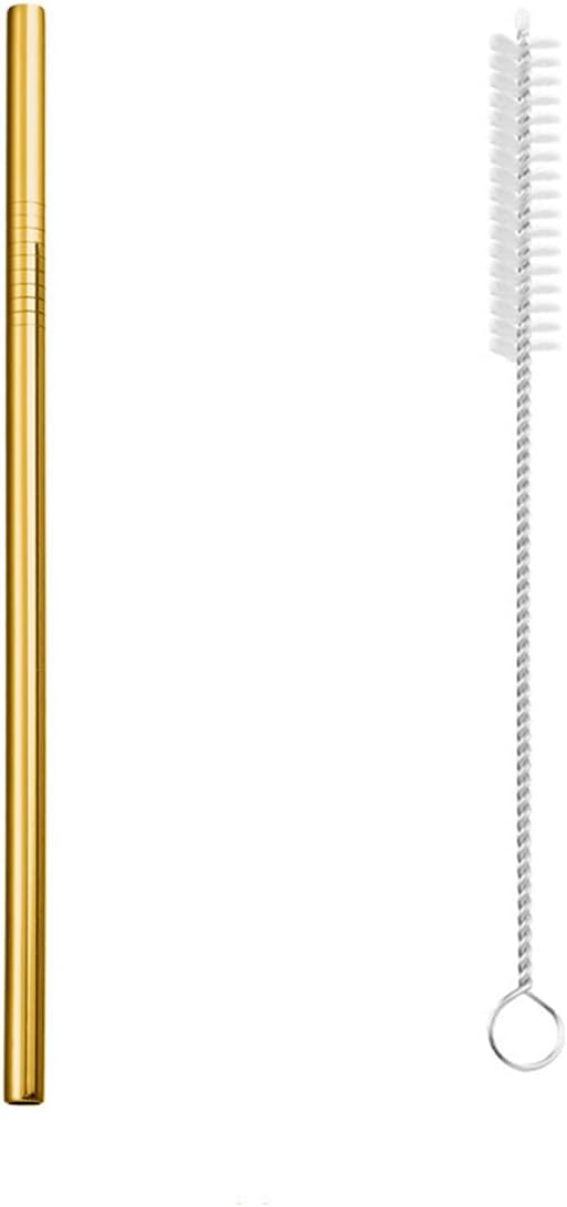 Reusable Metal Straws,10.5" Stainless Steel Straws,Easy to Use(1 PCS,Golden)