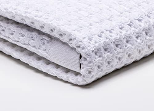 SUTERA Silverthread Bath Towel | Antimicrobial Towel with Silver Ion Technology | Waffle Weave Design, Plush, Lightweight, and Quick-Drying for Everyday or Spa Use | 31" x 57" (White)
