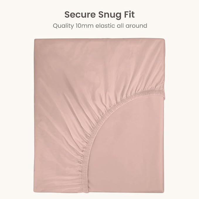 Bioweaves 100% Organic Cotton 1 King Size Fitted Sheet Only | 300 Thread Count Sateen Weave GOTS Certified with Deep Pocket - Dusty Rose