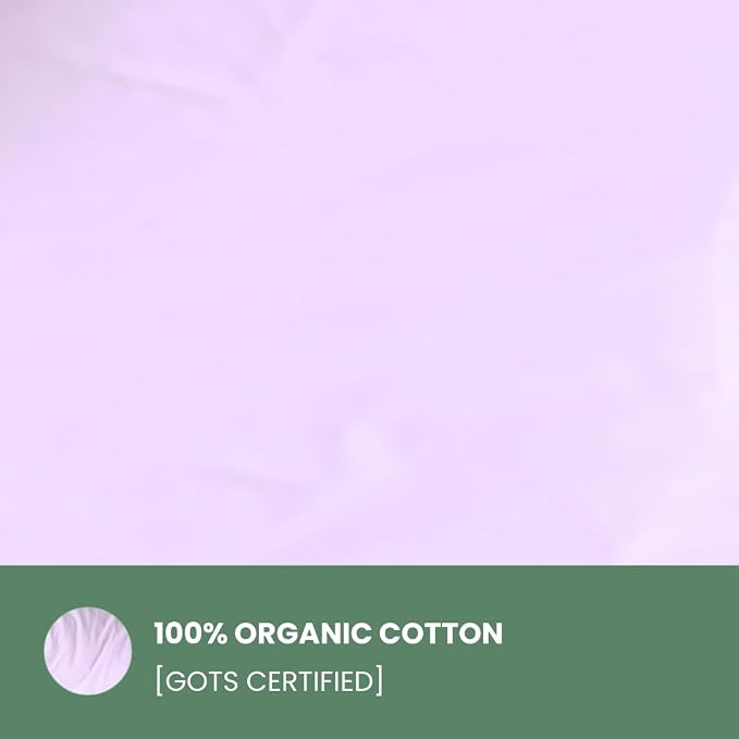 ORGANIC TEXTILES Premium Quality Bed Sheets - Organic Cotton 350 Thread Count - GOTS Certified - Twin XL, (3 Pc. Set) - Lilac