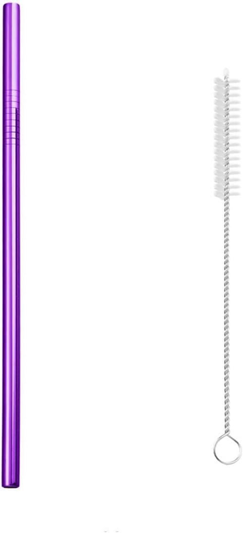 Reusable Metal Straws,10.5" Stainless Steel Straws,Easy to Use(1 PCS,purple)