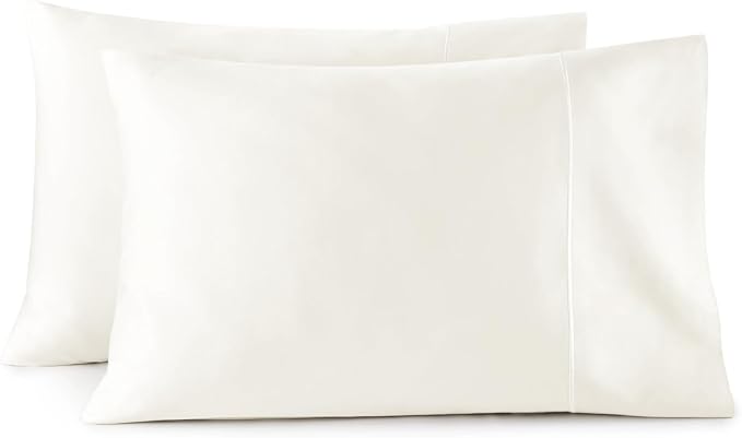 100% Organic Cotton Pillow Cases Standard Size Set of 2-100% Cotton Pillowcases GOTS Certified 500 Thread Count - Naturally Cooling Comfortable Breathable & Soft Pillow Cases (Natural, Standard)