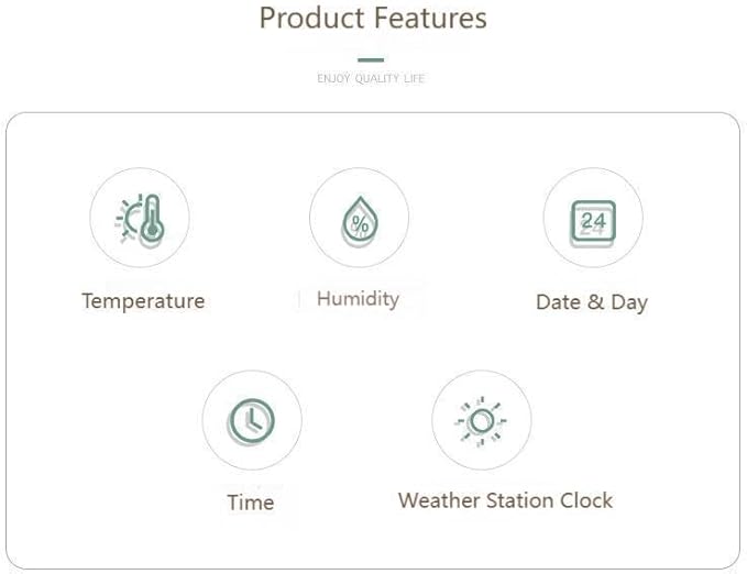 Weather Display Digital Wooden Clock - Desktop Thermometer Hygrometer Alarm Clock for Bedroom & Living Room