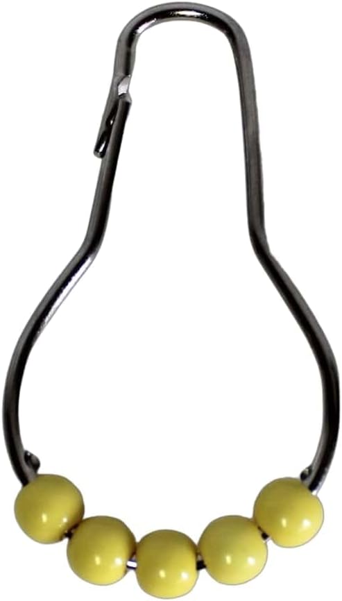 Dependable Industries inc. Essentials Decorative PEVA Shower Curtain Liner - PVC-Free, Odorless with Magnetized Bottom, Rustproof Grommets & Yellow Chrome Finish Roller Ball Hooks Set