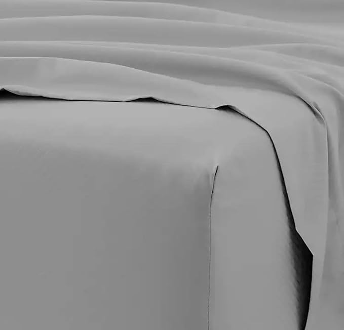 Femini Fashion 100% Organic Cotton Bed Sheets 800-Thread-Count, 16-Inch Deep-Pocket, Luxury Breathable Crisp 4-Piece Bed Sheet Set (1 Flat Sheet, 1 Fitted Sheet, 2 Pillowcases) - Twin-XL, Light Grey