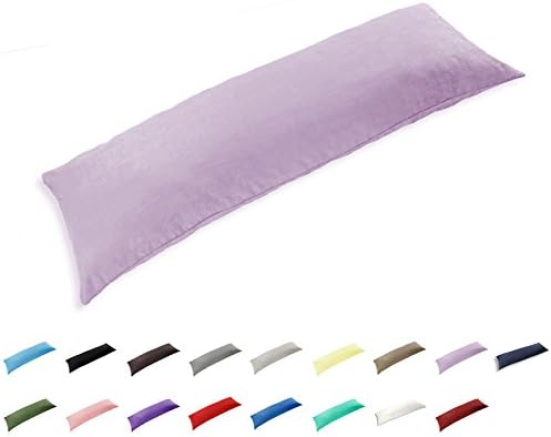 TAOSON 100% Cotton 300 Thread Count Body Pillow Cover Pillowcase Pillow Protector Cushion Cover with Zippers Only Cover No Insert (Ligth Purple,21"x54")