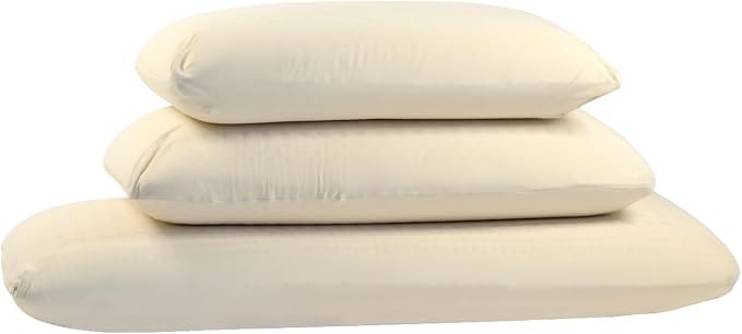 Turmerry Green Natural Bed Pillow - GOLS Certified Organic Rubber Foam Latex Pillows for Sleeping Side, Back, Stomach Sleepers Zippered Organic Cotton Cover - Size Standard - Mid Loft - Soft