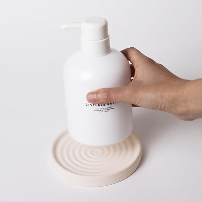Selegna Diatomite Round Soap Dish & Soap Holder, Quick-Dry Drying Stone Bar Soap Tray with Ripple Pattern, Water-Absorbing Diatomaceous Earth Vanity Tray for Bathroom & Kitchen Countertop
