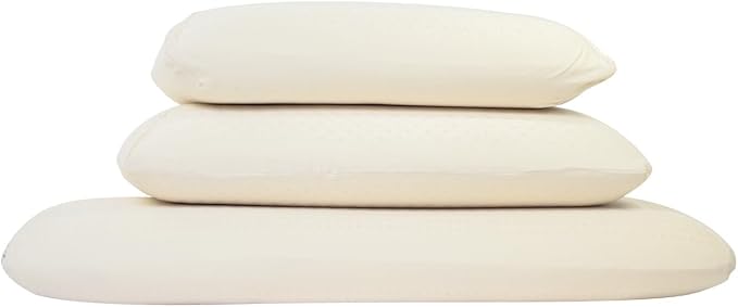 Turmerry Green Natural Bed Pillow - GOLS Certified Organic Rubber Foam Latex Pillows for Sleeping Side, Back, Stomach Sleepers Zippered Organic Cotton Cover - Size Queen - High Loft - Medium