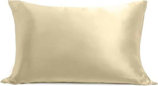 Cosy House Collection 100% Pure Silk Pillowcase | Pure Mulberry Silk - Cooling, Breathable, 22 Momme 6A High-Grade Fibers + Hidden Zipper Closure (Standard, Cream)