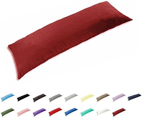 TAOSON 100% Cotton 300 Thread Count Envelope Style Body Pillow Cover,Long Pillowcase Pillow Protector Cushion Cover Non Zippered 20"x48" Fits 21 x 48 Wine Red Solid