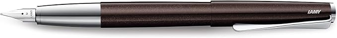 LAMY Studio Dark Brown Fountain Pen - Universal Fountain Pen in Elegant All-Metal Housing - 14 Carat Gold Nib, Partially Platinum Plated & in Line Width F - Includes Lamy T 10 Ink Cartridge Blue