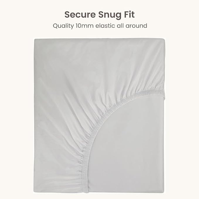 Bioweaves 100% Organic Cotton 1 King Size Fitted Sheet Only | 300 Thread Count Sateen Weave GOTS Certified with Deep Pocket - Silver