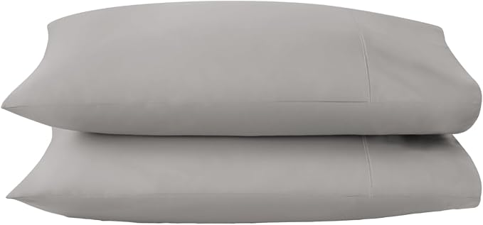100% Organic Cotton Pillow Cases Standard Size Set of 2-100% Cotton Pillowcases GOTS Certified 300 Thread Count - Naturally Cooling Comfortable Breathable & Soft Pillow Cases (Stone, Standard)
