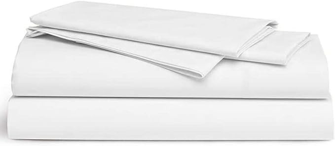 OrganicTextiles Organic Cotton 410 Thread Count Bed Sheets with Pillowcase, GOTS Certified - (Queen, White) - (4 Piece Set)
