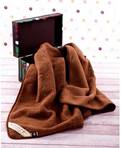 Merino Wool Blanket Throw Bed Natural Bed Blanket (63"x79" - 160x200cm, Brown)