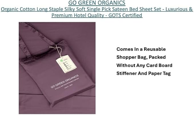 Organic Cotton Long Staple Silky Soft Single Pick Sateen Bed Sheet Set - Luxurious & Premium Hotel Quality - GOTS Certified - Solid Dyed (Burgundy, King (U.S. Standard))