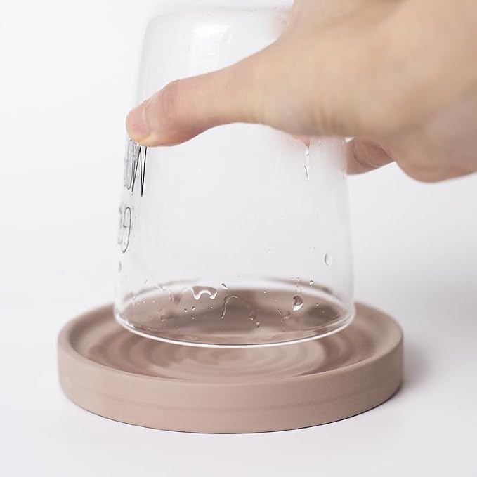Home Bathroom Kitchen Use Diatomite Round Tray Ceramic Fast Dry Soap Holder (Brown)
