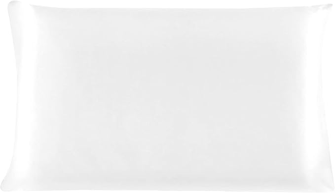 uxcell 1 Pack 100% Charmeuse Pure Silk Pillowcase for Hair and Skin, 350TC 19 Momme Soft Breathable Pillow Case with Hidden Zipper, Snow White Silk Pillowcase Travel (14x20inch)