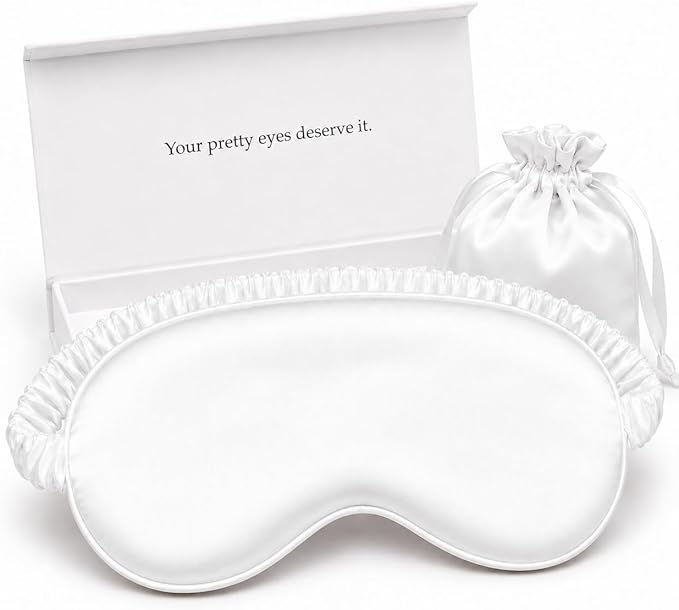 Silk Sleep Mask Light Blocking Luxury 100% Mulberry 19mm Silk Eye Mask Eye Cover Blindfold Ultra Soft Light & Comfy Anti Aging Skin Care with Travel Bag Gift Package