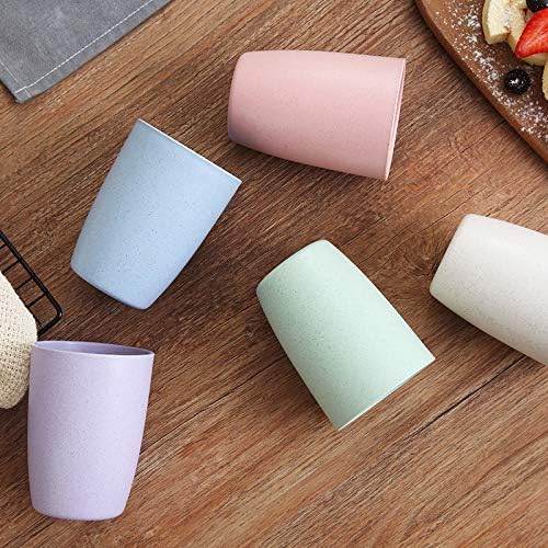 Eco-friendly Unbreakable Reusable Drinking Cup for Adult(12 OZ), Wheat Straw Glasses Healthy Tumbler Set 5-Multicolor, Dishwasher Safe