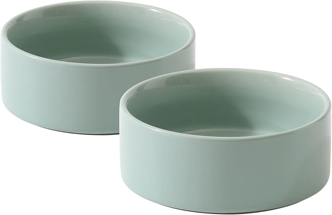 Havniva Cat Bowls Water Bowl Set of Two, 6.1” Ceramic Cat Food and Water Bowl Whisker Friendly Pet Food Bowls for Indoor Cats, Wide Cat Water Dish Prevent Whisker Fatigue Non Slip Cat Feeder