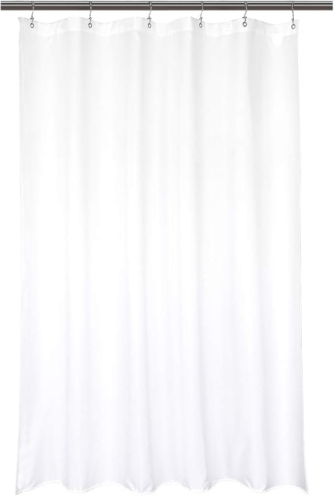 Barossa Design Waterproof Fabric Stall Shower Curtain Liner Microfiber 32" W x 72" H - Hotel Quality, Machine Washable, White Shower Liner for Narrow Bathroom, 32x72
