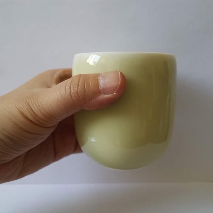 TeaCups Handmade Celadon Ceramic 5oz Japanese Style Coffee Cup Porcelain Mugs for Tea and Beer (1, Yellow)