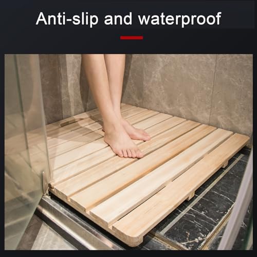 Natural Bamboo Bath Mat Waterproof Non Slip Wooden Shower Mat for Kitchen & Bathroom Rectangular Design (30x70cm 12x28in) Multi Purpose Use.
