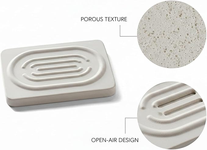 Diatomaceous Earth Soap Dish Tray, Stone Tray for Bathroom Sink Counter, 4.7 x 3.1 Inch (1 PC)