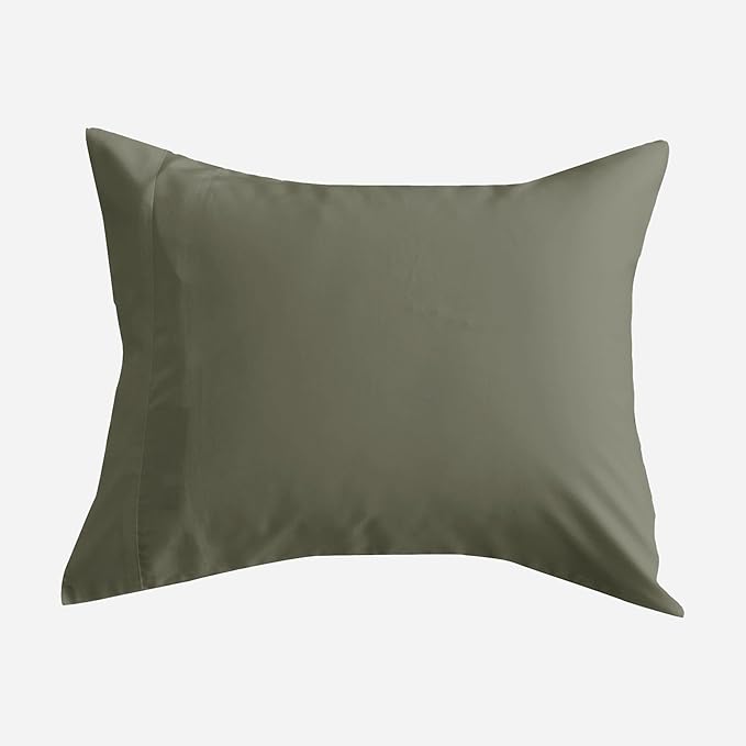 DOZ Pillowcase Set, 100% Viscose derived from Bamboo, Organically Grown, Buttery Soft, Silky, Breathable, Cooling, Oeko-TEX, High GSM, 2-Pack, Envelope Closure (Queen, Olive)