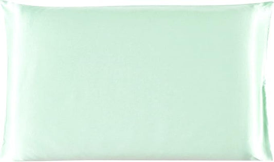 uxcell 1 Pack 100% Charmeuse Pure Silk Pillowcase for Hair and Skin, 350TC 19 Momme Soft Breathable Pillow Case with Hidden Zipper, Light Green Standard(20x26inch)