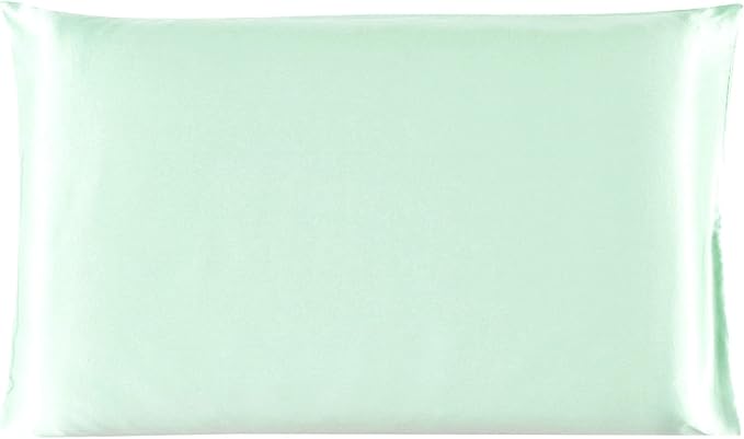 uxcell 1 Pack 100% Charmeuse Pure Silk Pillowcase for Hair and Skin, 350TC 19 Momme Soft Breathable Pillow Case with Hidden Zipper, Light Green Silk Pillowcase Travel (14x20inch)