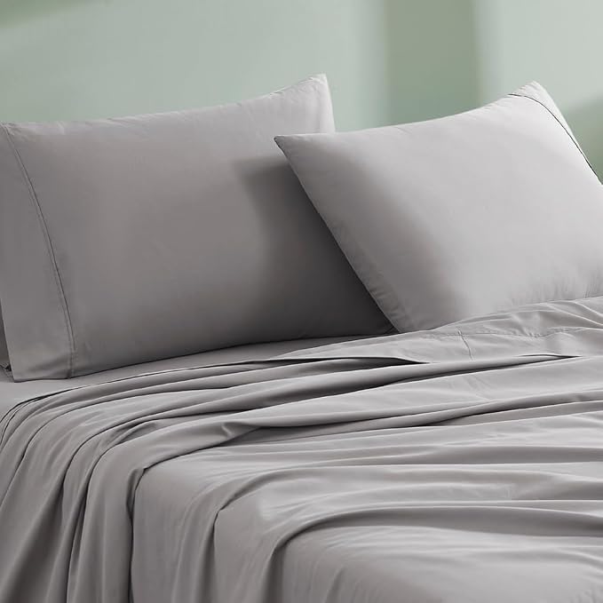 Linen Closet 100% Organic Cotton Pillow Cases standard Size Set of 2, Dark Gray, 300 Thread Count Pillow Covers, Percale, Cooling, Crisp, Breathable Pillowcases for Home, Hotel Pillows, 30"x20”