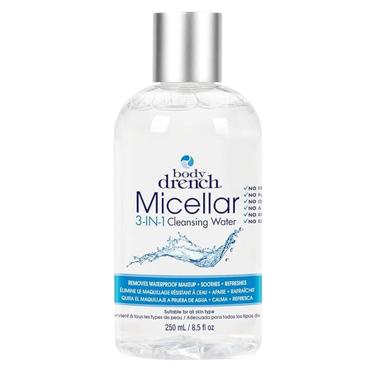 Body Drench 3-in-1 Micellar Water Makeup Remover, Facial Cleanser & Hydrating Water for Sensitive Skin, Eye Makeup Remover, 8.5 fl oz