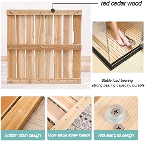 Teak Shower Mat Foldable Luxury Wooden Non-Slip Wood Bath Mat for Bathroom Bathtub Indoor Outdoor,Luxury Bamboo Bath Mat, 60x90cm Non-Slip Shower Mat, Customizable Wooden Slatted Bath Rug fo