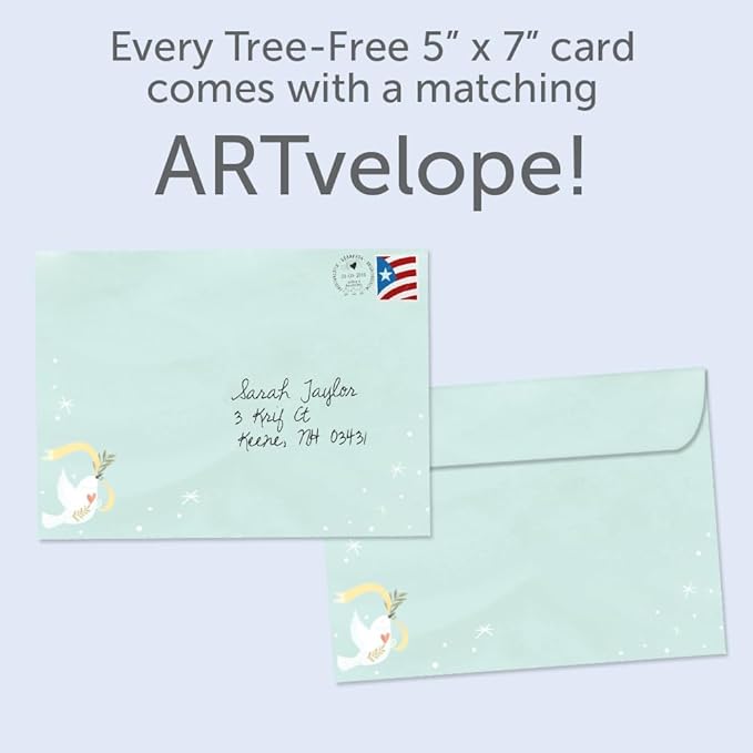 Tree-Free Greetings Holiday Card with Matching Envelope, Eco Friendly, Made in USA, 100% Recycled Paper, 5 x 7, Peace Dove (GO65738)