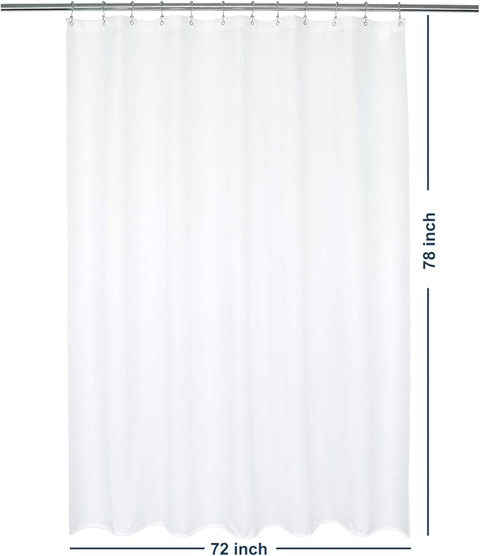 Barossa Design Waterproof Fabric Shower Curtain or Liner Microfiber 72" W x 78" H - Hotel Quality, Machine Washable, White Shower Curtain Liner for Bath Tub, 72x78 Inches